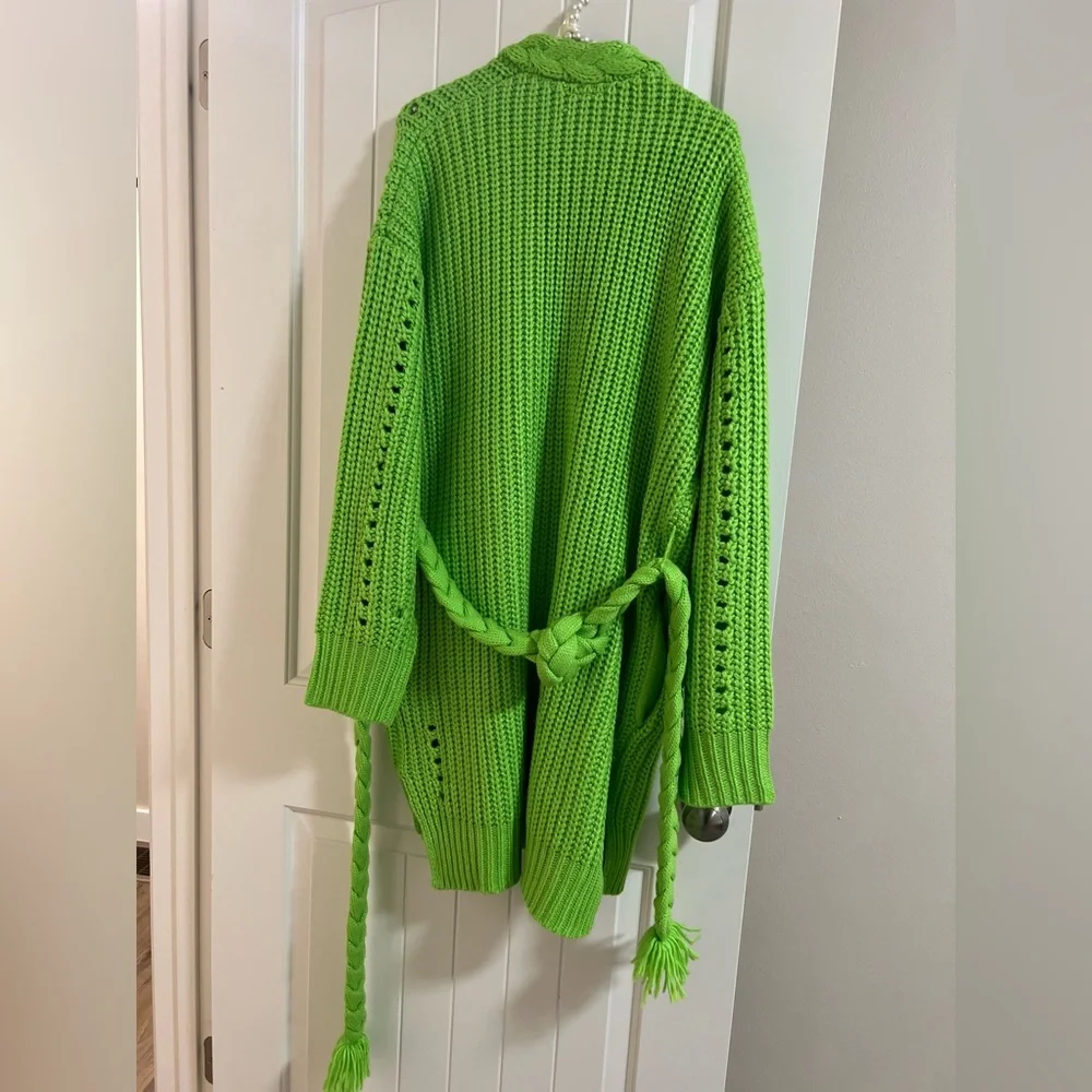 Farm rio neon green womens duster sweater size small - Picture 2 of 4